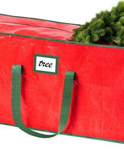 FUCDTEFC 7.5 Ft Christmas Tree Storage Bag. Large Heavy Duty Artificial Tree Bag with Reinforced Handles and Dual Zippers. Extra Large Waterproof Durable Storage Container for Xmas Trees (Red)